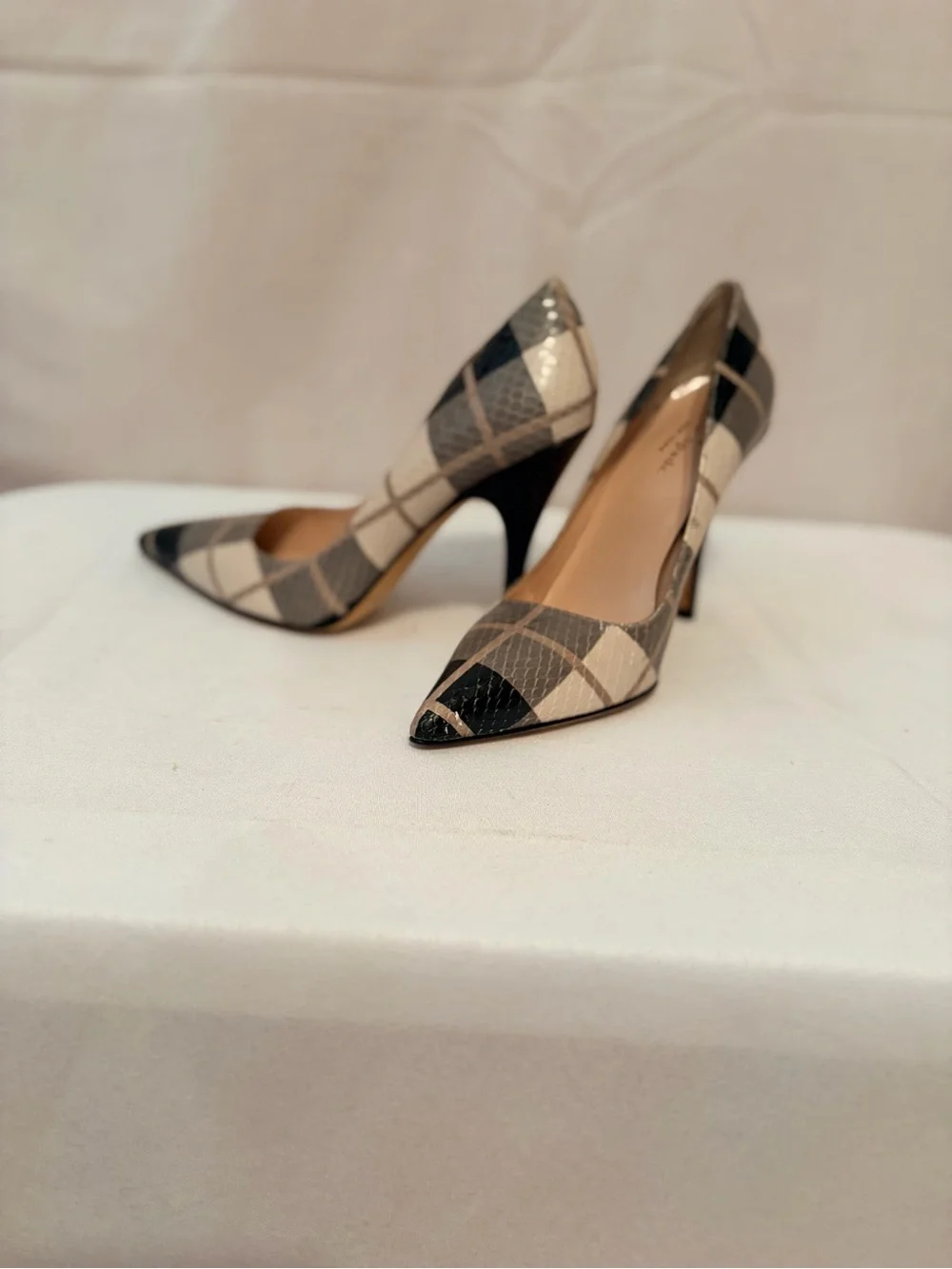 Kate Spade New York Licorice Plaid Snakeskin Stiletto Pumps